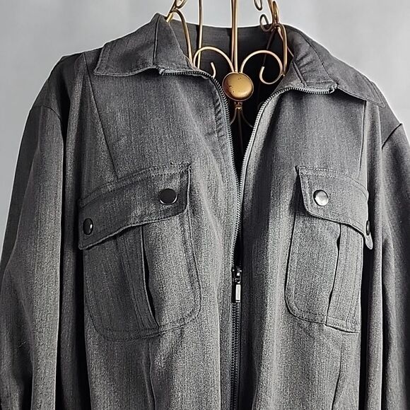 Sharagano Size 20 W Zip Front Belted Collared Dress - Picture 6 of 6